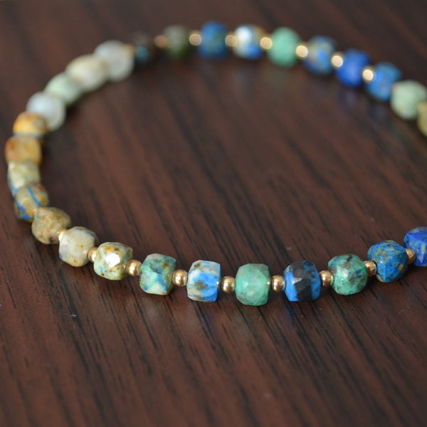 Chrysocolla Beaded Bracelet with Gold Magnetic Clasp