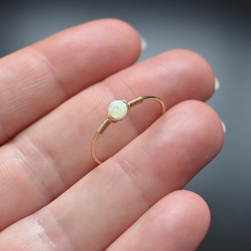 Tiny Opal Ring in Gold or Silver