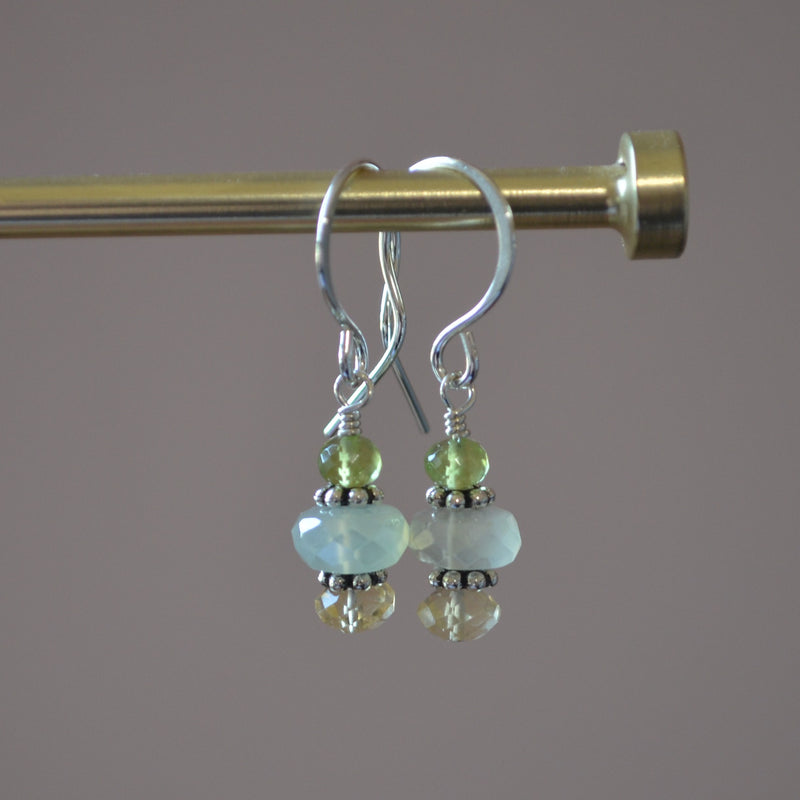 Peridot Earrings with Chalcedony and Citrine