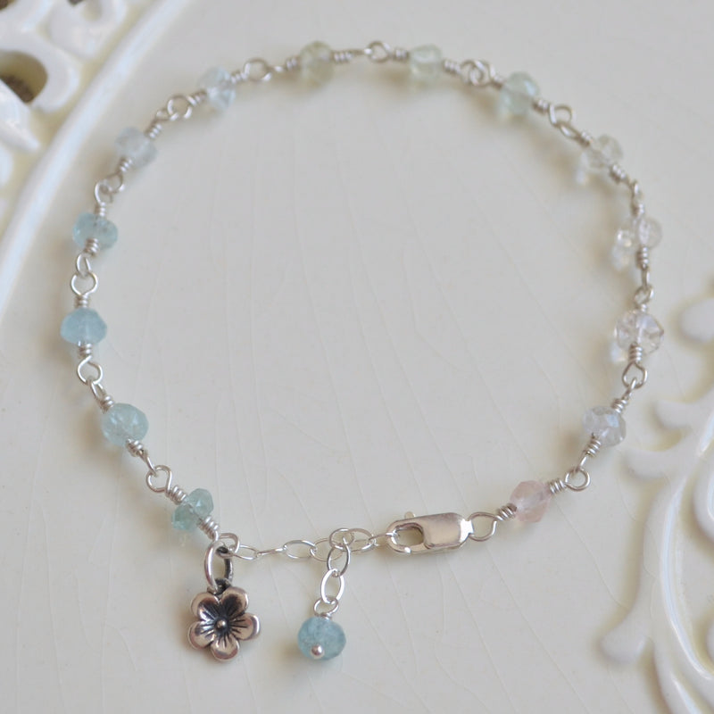 Aquamarine Bracelet in Silver for Girls