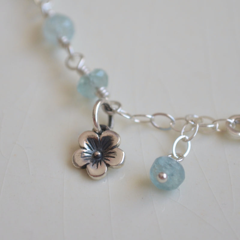 Aquamarine Bracelet in Silver for Girls