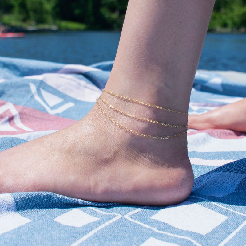 Triple Strand Anklet in Gold or Silver