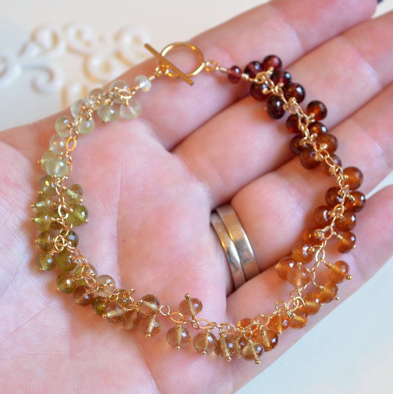 Gemstone Cluster Bracelet for Autumn Brides - Fall Cluster