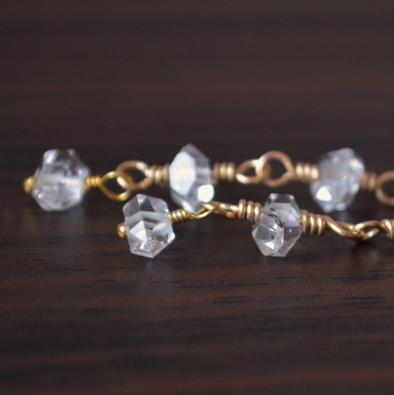 Herkimer Diamond Earrings, Gold Threaders