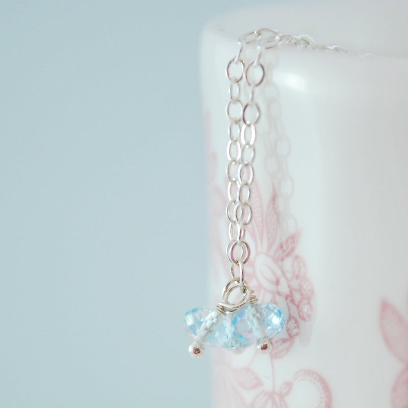 Blue Topaz Trio Necklace for Child in Sterling Silver
