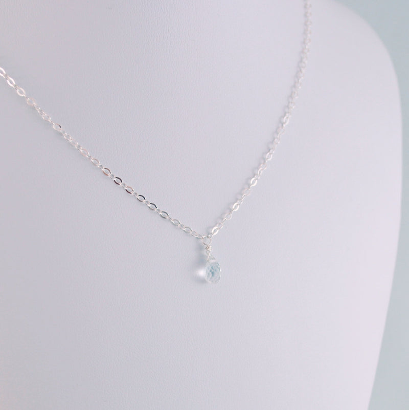 White Topaz Necklace for Child in Sterling Silver