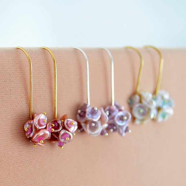 Pearl Cluster Bridesmaid Earrings for Garden Weddings
