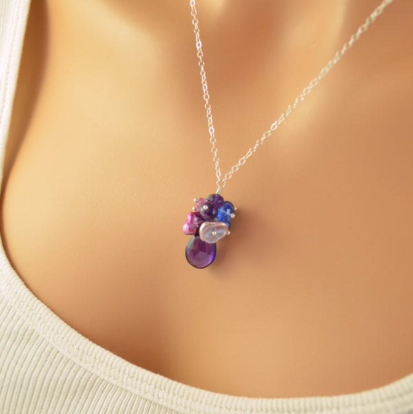 Purple Amethyst Bridesmaid Necklace for Garden Weddings