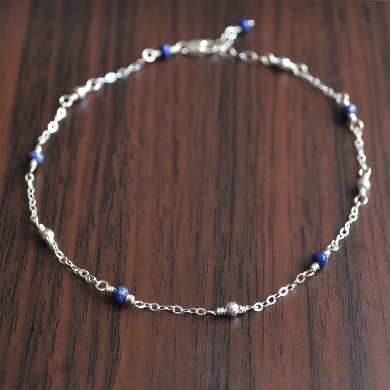 Lapis Lazuli Anklet in Sterling Silver