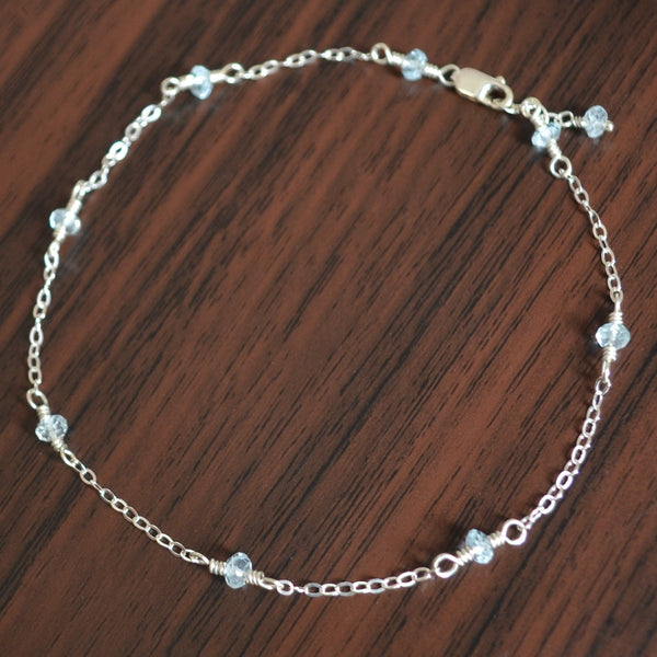 Blue Topaz Anklet in Sterling Silver