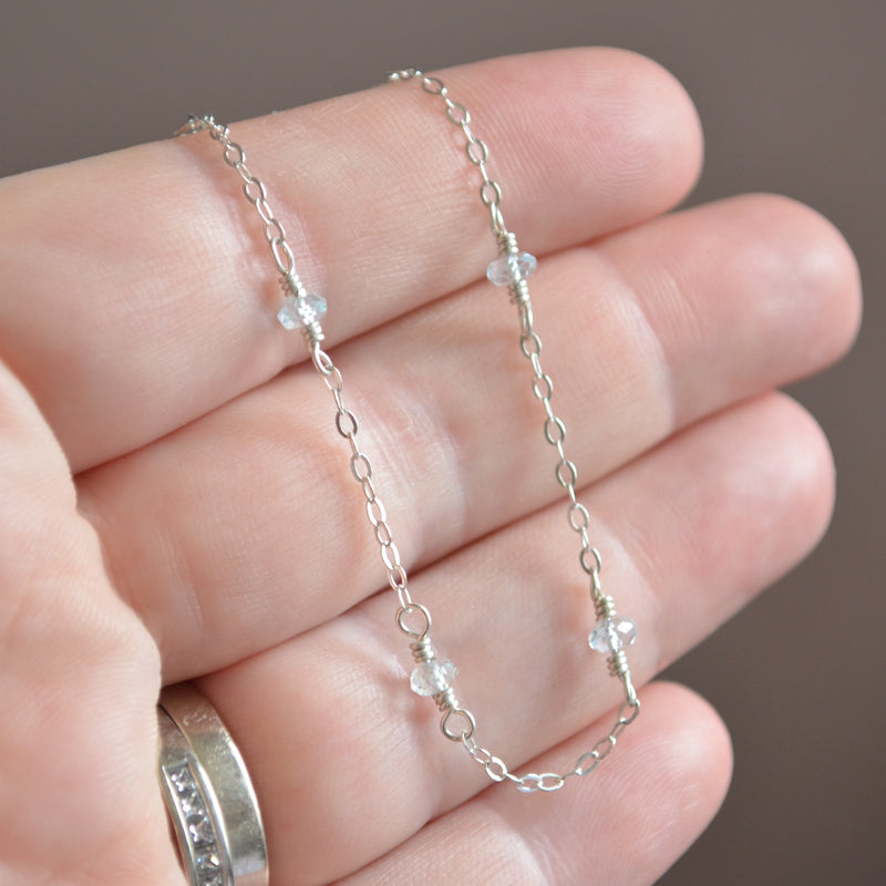 Blue Topaz Anklet in Sterling Silver