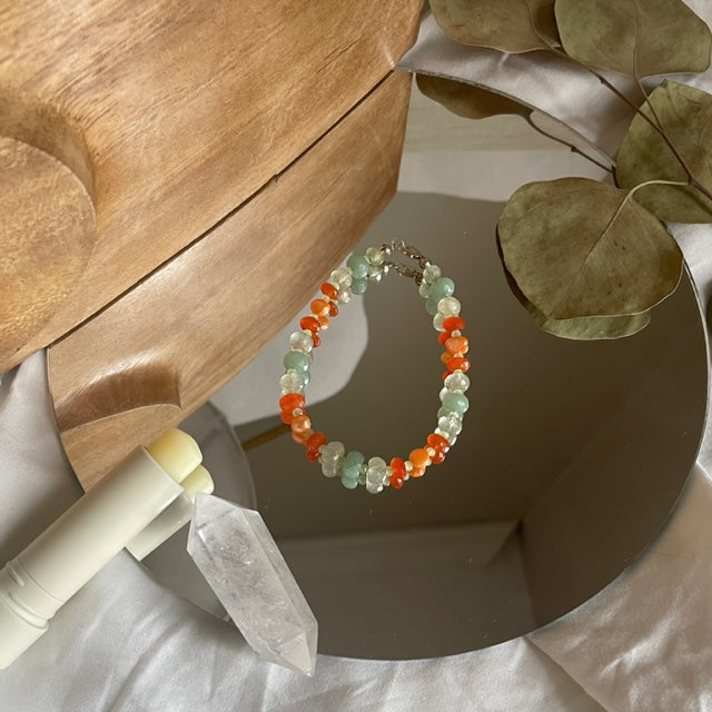 Orange and Mint Green Beaded Bracelet