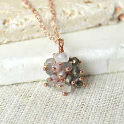 Gemstone Cluster Necklace in Neutral Colours