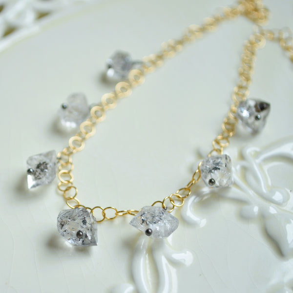 Herkimer Diamond Necklace in Gold