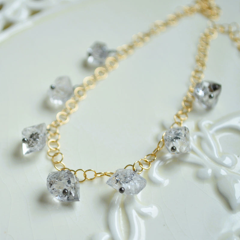 Herkimer Diamond Necklace in Gold
