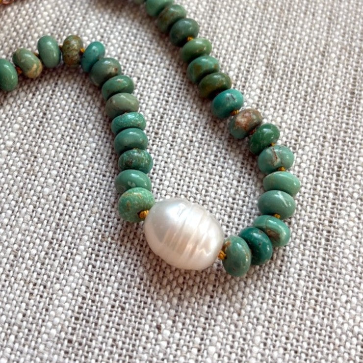 Turquoise Hand Knotted Bracelet with Pearl