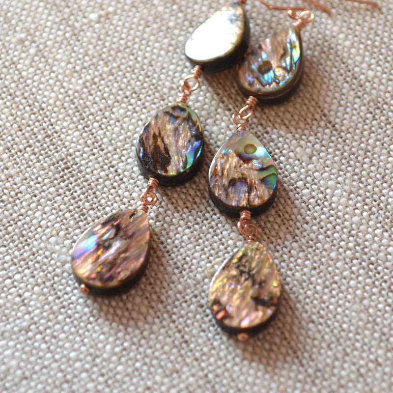 Long Abalone Earrings in Sterling Silver