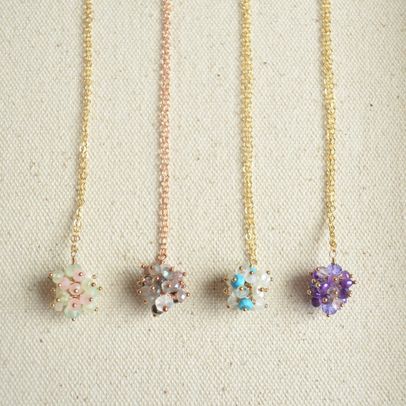 Pastel Cluster Necklace in Gold