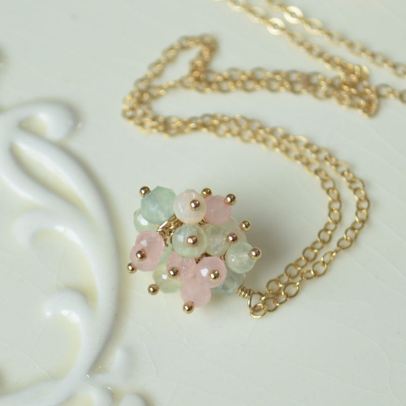 Pastel Cluster Necklace in Gold