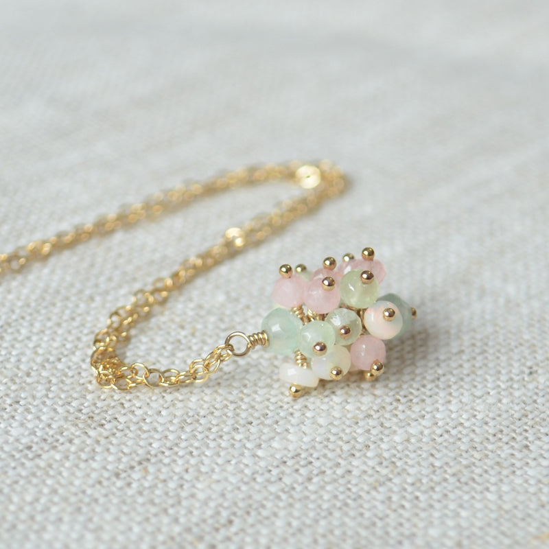 Pastel Cluster Necklace in Gold