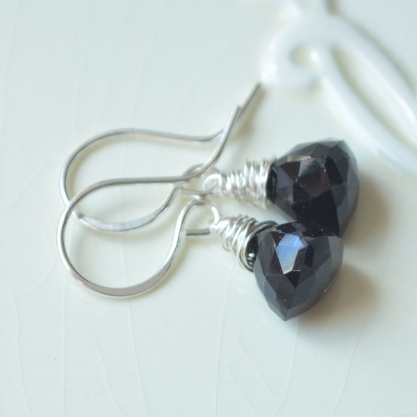Black Onyx Earrings in Sterling Silver
