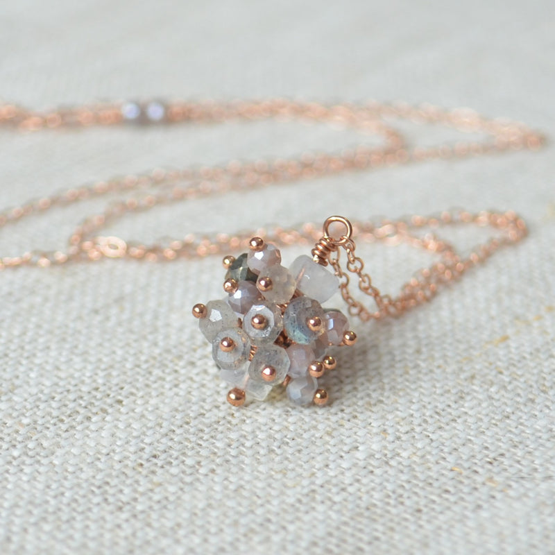 Gemstone Cluster Necklace in Neutral Colours