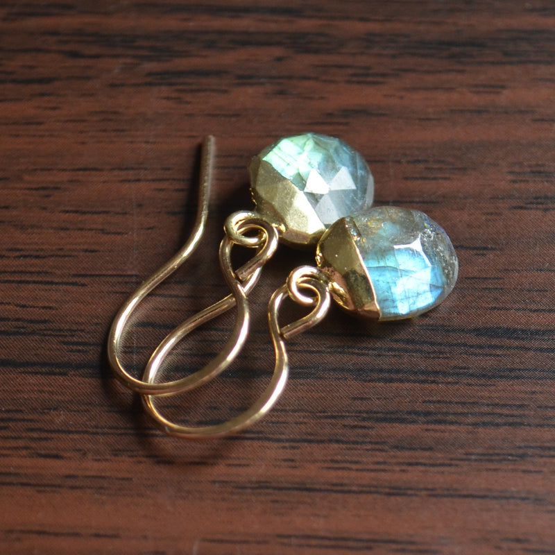 Labradorite Drop Earrings in Gold