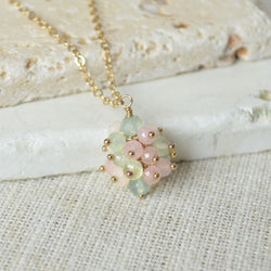 Pastel Cluster Necklace in Gold