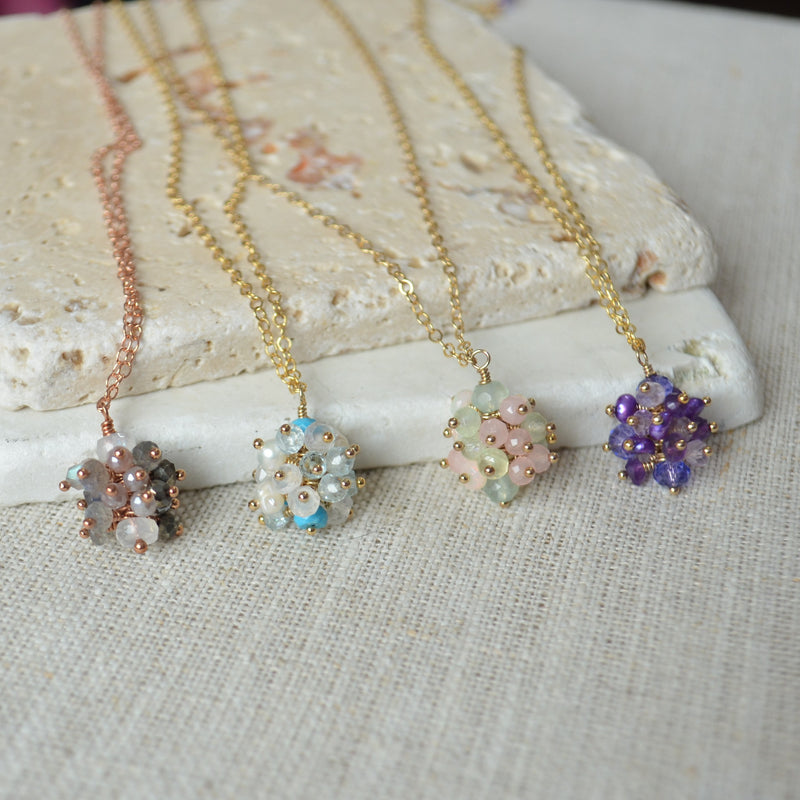 Pastel Cluster Necklace in Gold