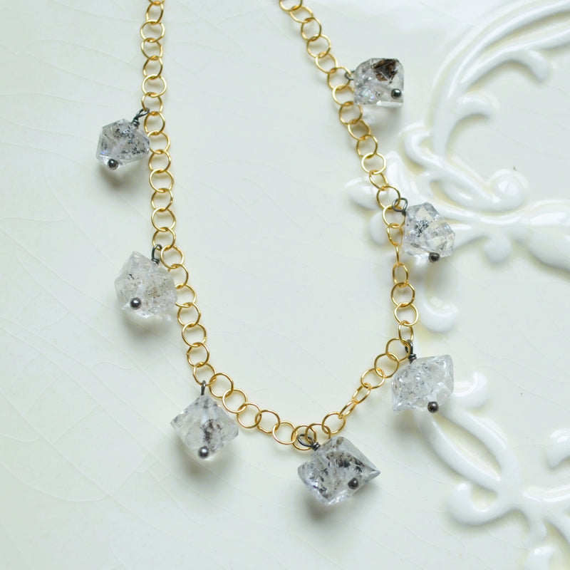 Herkimer Diamond Necklace in Gold