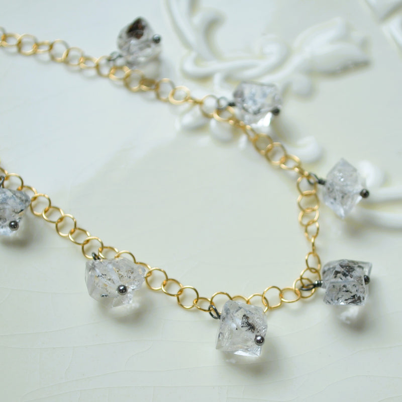 Herkimer Diamond Necklace in Gold