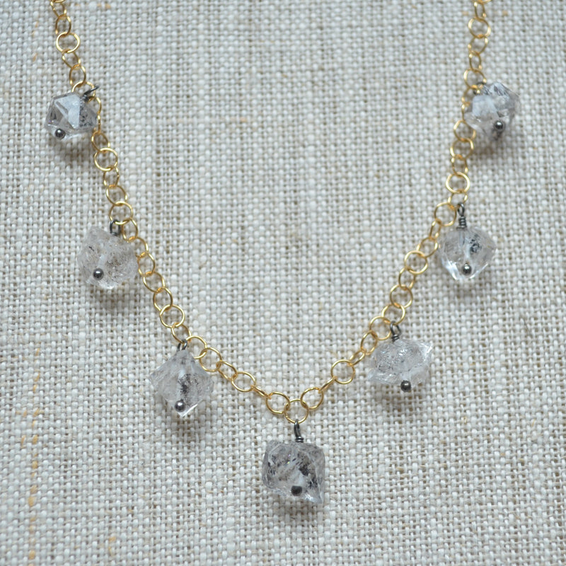 Herkimer Diamond Necklace in Gold