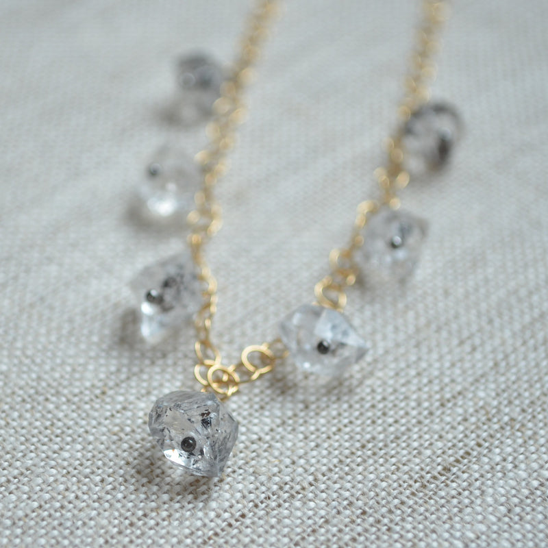 Herkimer Diamond Necklace in Gold