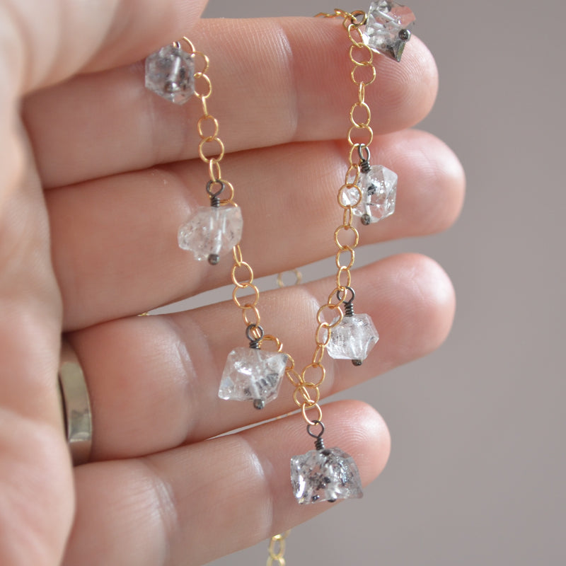Herkimer Diamond Necklace in Gold