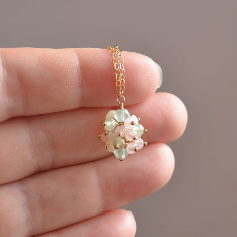 Pastel Cluster Necklace in Gold