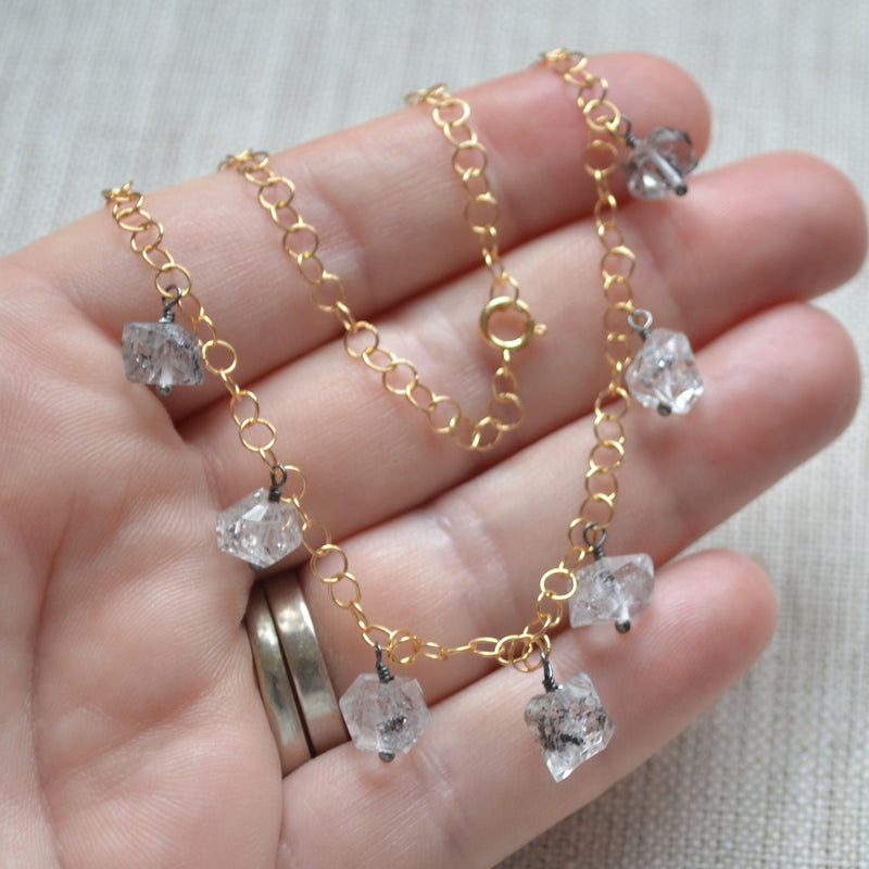 Herkimer Diamond Necklace in Gold