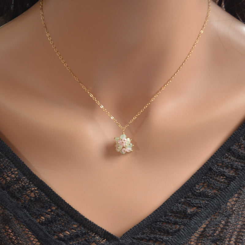 Pastel Cluster Necklace in Gold