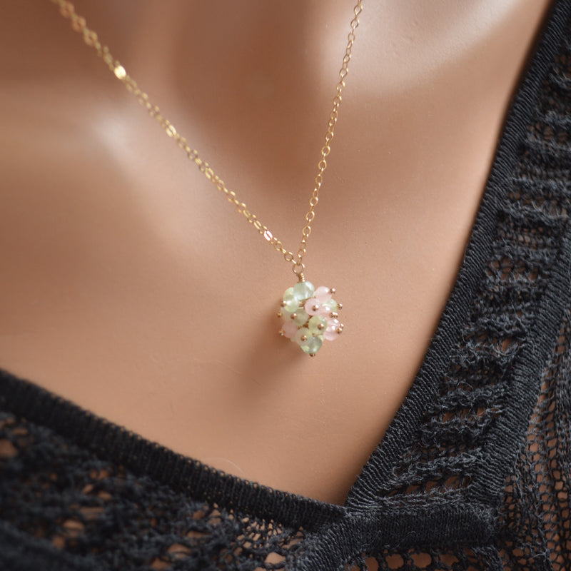 Pastel Cluster Necklace in Gold