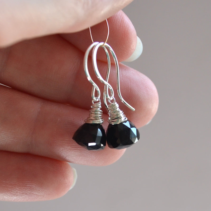 Black Onyx Earrings in Sterling Silver