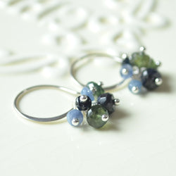 Sapphire Cluster Earrings in Sterling Silver