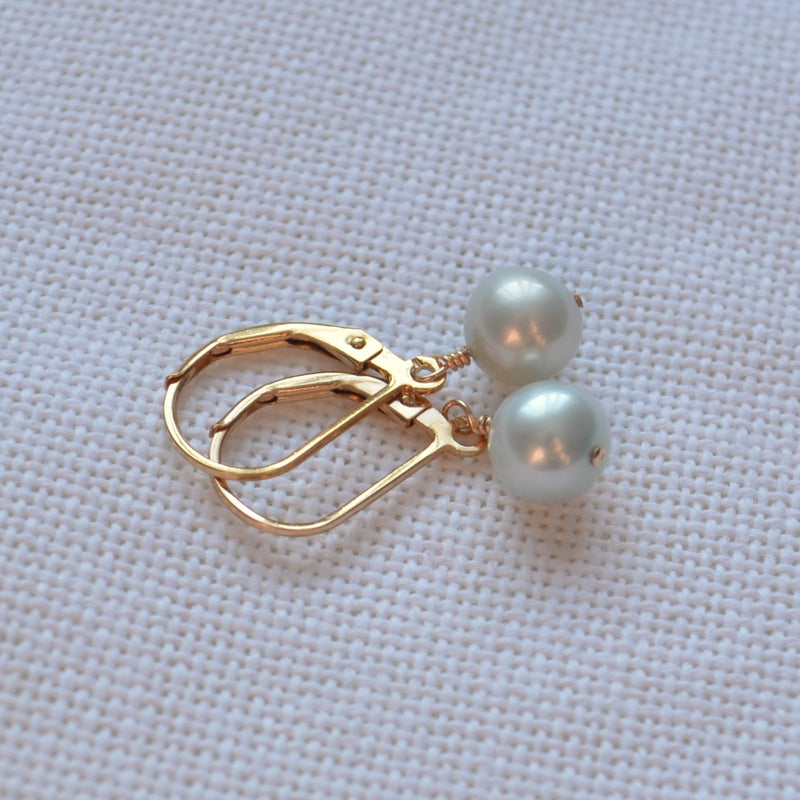 Aqua Pearl Drop Earrings in Gold