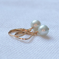 Aqua Pearl Drop Earrings in Gold