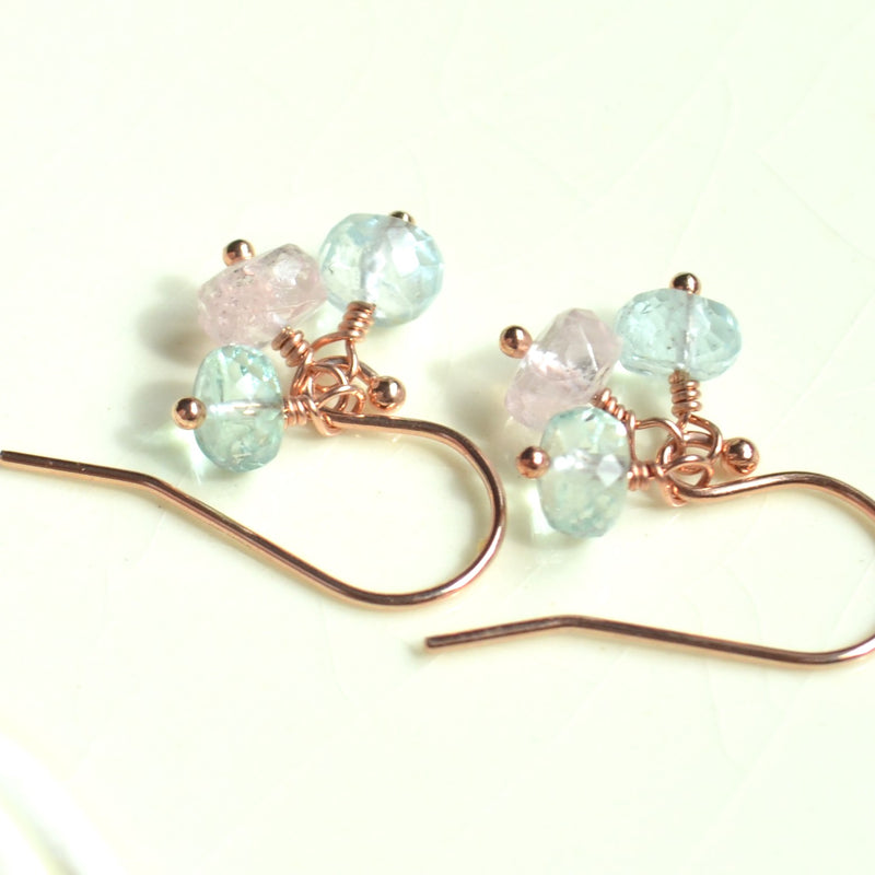 Aquamarine and Rose Gold Earrings