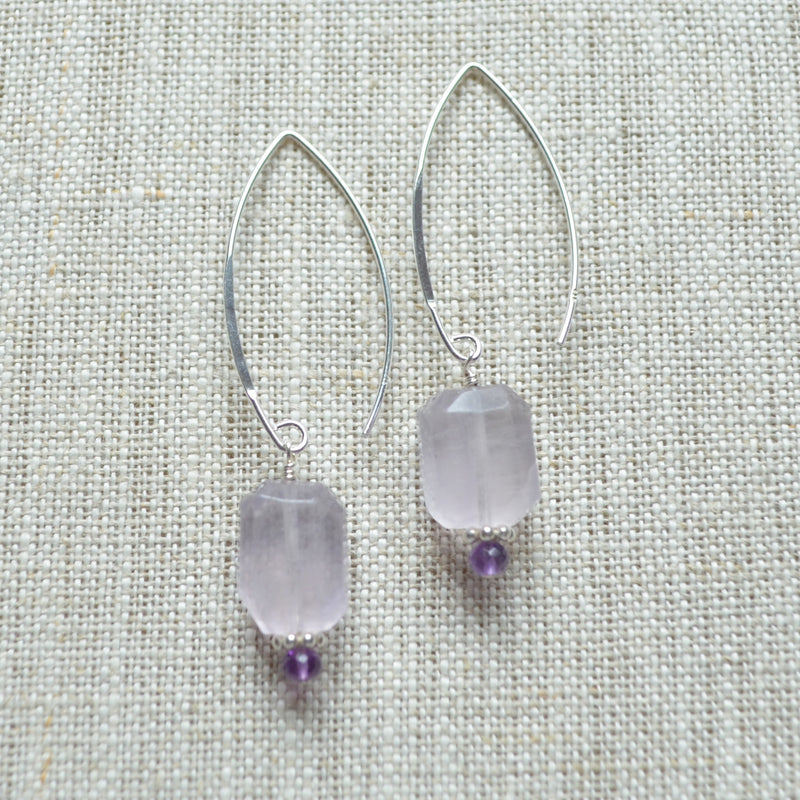 Lavender Fluorite Earrings in Sterling Silver