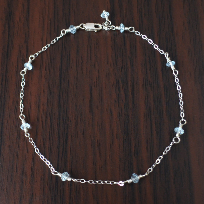 Blue Topaz Anklet in Sterling Silver