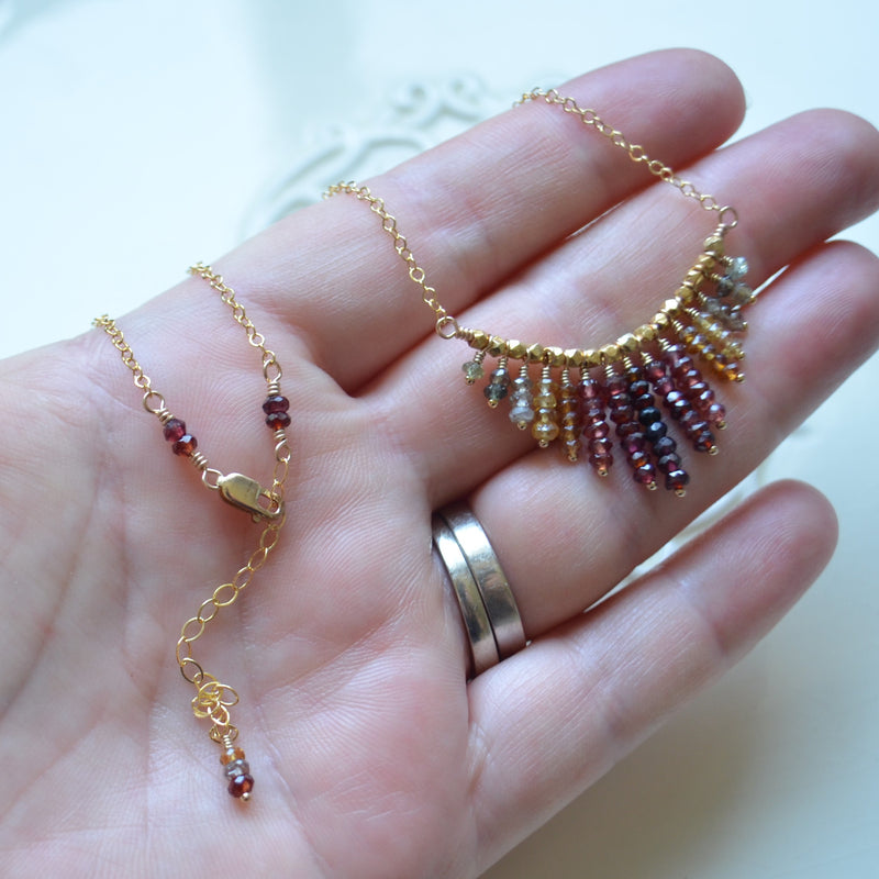 Gold Fringe Necklace with Tundra Sapphires