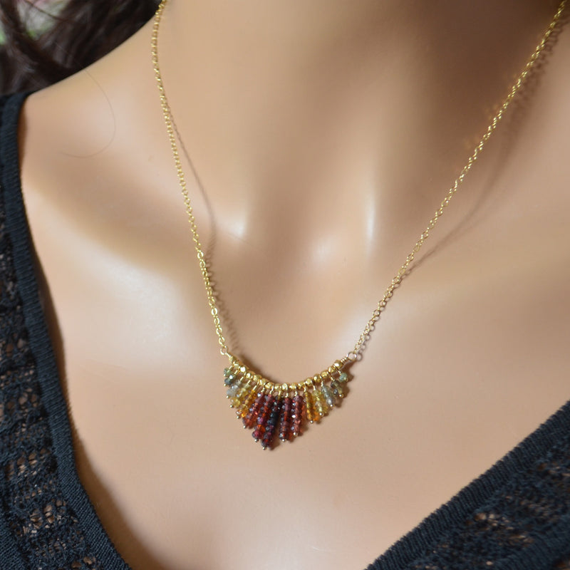 Gold Fringe Necklace with Tundra Sapphires