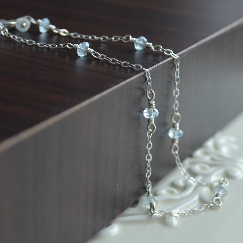 Blue Topaz Anklet in Sterling Silver