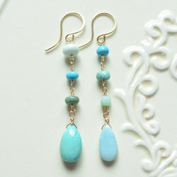 Blue Mismatched Earrings with Turquoise and Larimar