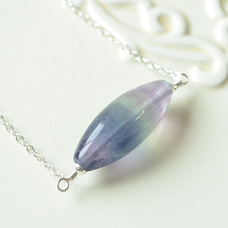 Simple Fluorite Necklace in Sterling Silver